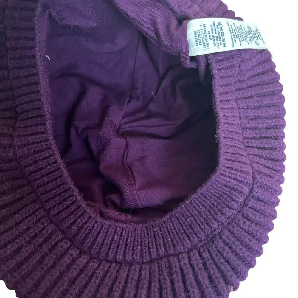 Janie and Jack Girls Ribbed Wool Blend Purple Knit Buret Hat Size 4-5